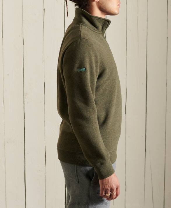vintage φούτερ henley με φερμουάρ με λογότυπο άνδρες είδη ένδυσης χακί Superdry L02L5033
