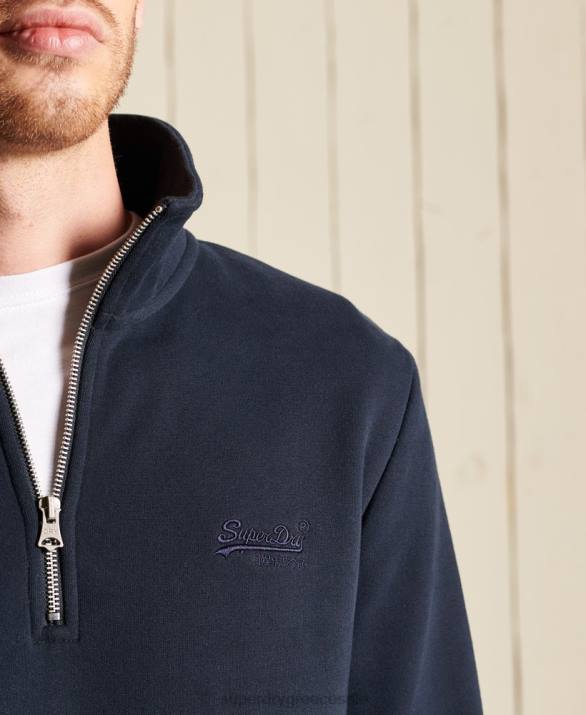 vintage φούτερ henley με φερμουάρ με λογότυπο άνδρες είδη ένδυσης ΠΟΛΕΜΙΚΟ ΝΑΥΤΙΚΟ Superdry L02L5038