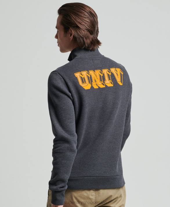 vintage αθλητικό φούτερ henley άνδρες είδη ένδυσης σκούρο γκρι Superdry L02L5040