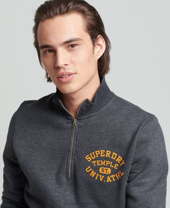 vintage αθλητικό φούτερ henley άνδρες είδη ένδυσης σκούρο γκρι Superdry L02L5040