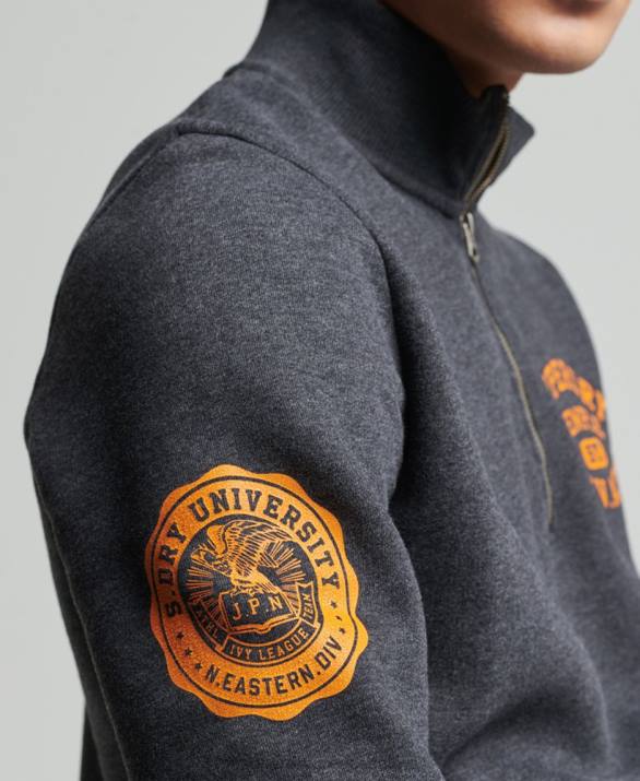 vintage αθλητικό φούτερ henley άνδρες είδη ένδυσης σκούρο γκρι Superdry L02L5040