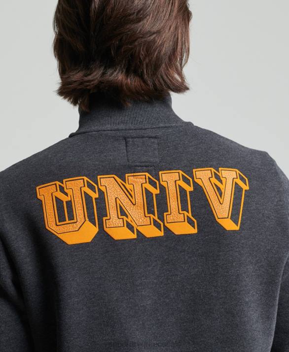 vintage αθλητικό φούτερ henley άνδρες είδη ένδυσης σκούρο γκρι Superdry L02L5040