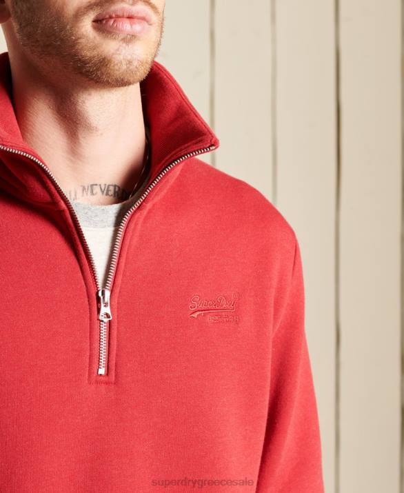 vintage φούτερ henley με φερμουάρ με λογότυπο άνδρες είδη ένδυσης το κόκκινο Superdry L02L5231