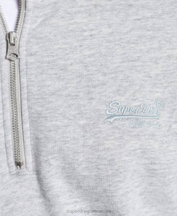 vintage φούτερ henley με φερμουάρ με λογότυπο άνδρες είδη ένδυσης γκρί Superdry L02L779