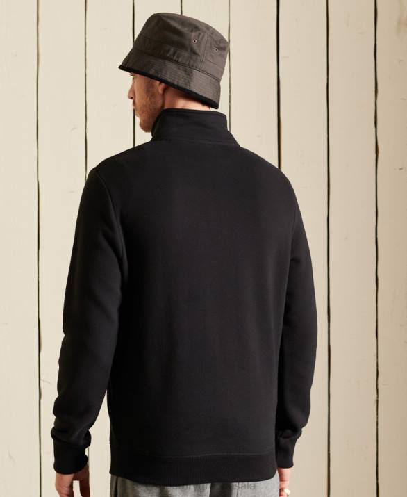vintage φούτερ henley με φερμουάρ με λογότυπο άνδρες είδη ένδυσης μαύρος Superdry L02L821