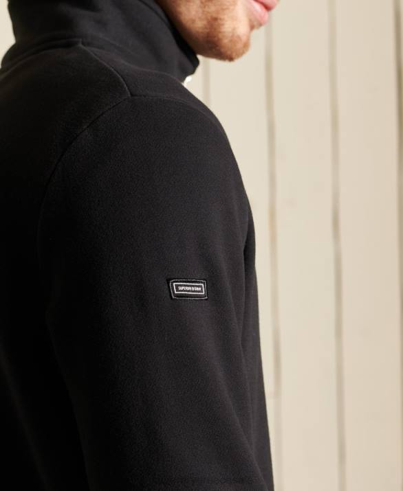 vintage φούτερ henley με φερμουάρ με λογότυπο άνδρες είδη ένδυσης μαύρος Superdry L02L821