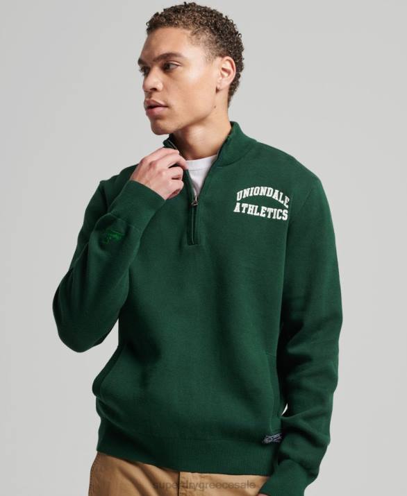 vintage φούτερ henley varsity άνδρες είδη ένδυσης πράσινος Superdry L02L561