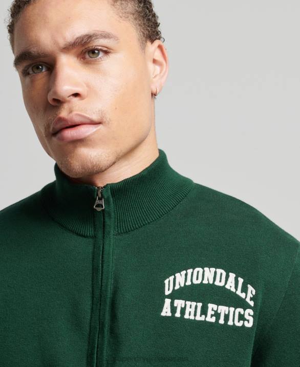 vintage φούτερ henley varsity άνδρες είδη ένδυσης πράσινος Superdry L02L561