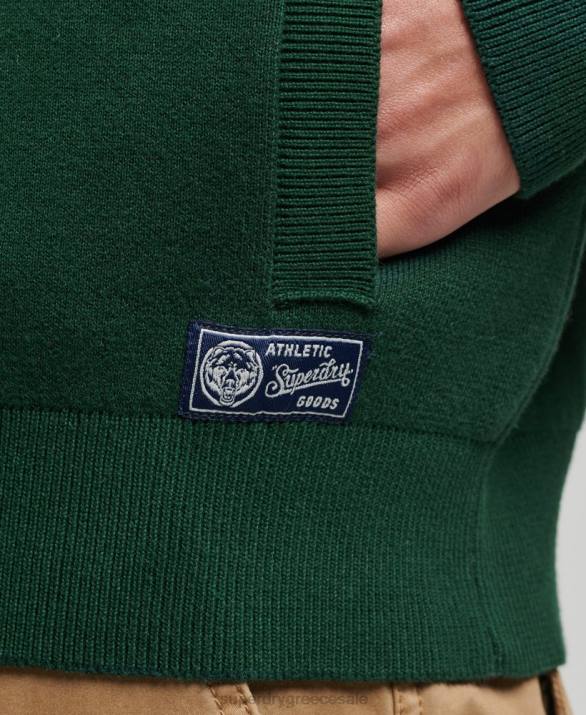 vintage φούτερ henley varsity άνδρες είδη ένδυσης πράσινος Superdry L02L561