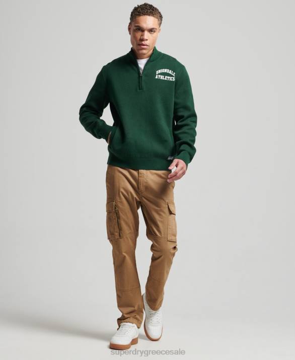 vintage φούτερ henley varsity άνδρες είδη ένδυσης πράσινος Superdry L02L561