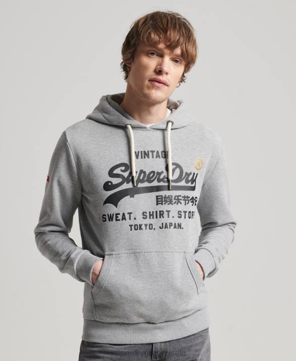 vintage λογότυπο κατάστημα κλασικό hoodie άνδρες είδη ένδυσης γκρί Superdry L02L502
