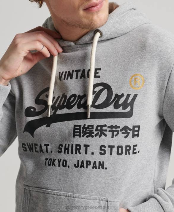 vintage λογότυπο κατάστημα κλασικό hoodie άνδρες είδη ένδυσης γκρί Superdry L02L502