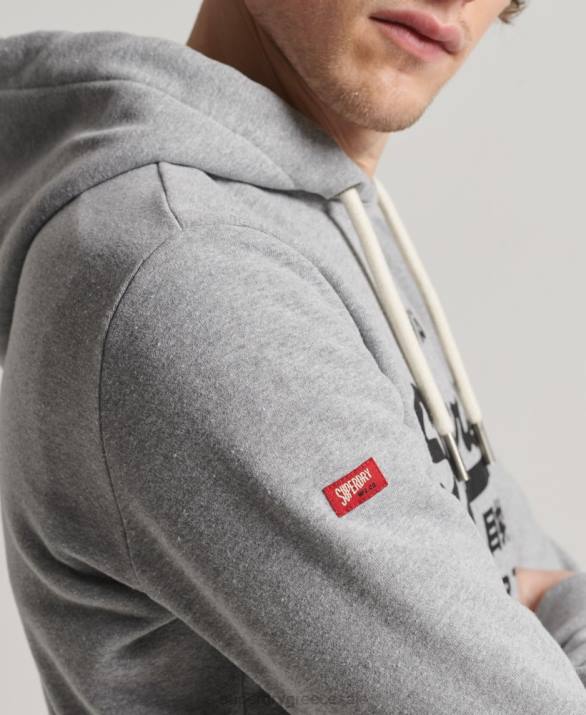 vintage λογότυπο κατάστημα κλασικό hoodie άνδρες είδη ένδυσης γκρί Superdry L02L502