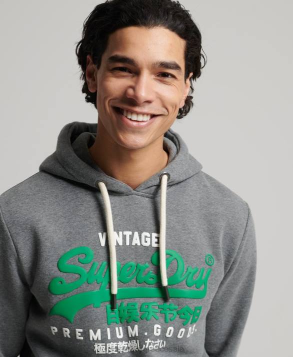 vintage λογότυπο κλασικό hoodie άνδρες είδη ένδυσης γκρί Superdry L02L5155