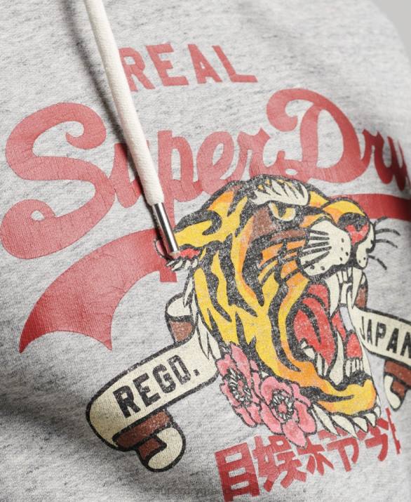 vintage λογότυπο αφηγηματικό hoodie άνδρες είδη ένδυσης γκρί Superdry L02L515