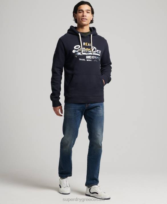 vintage λογότυπο αφηγηματικό hoodie άνδρες είδη ένδυσης ΠΟΛΕΜΙΚΟ ΝΑΥΤΙΚΟ Superdry L02L5186