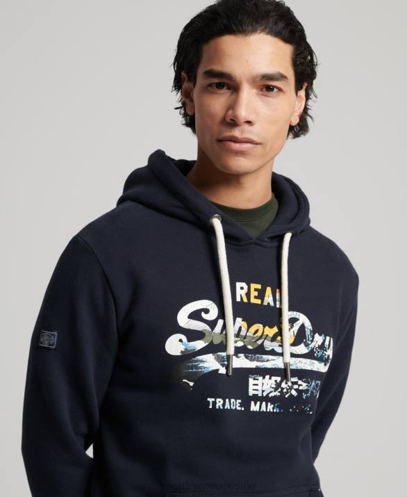 vintage λογότυπο αφηγηματικό hoodie άνδρες είδη ένδυσης ΠΟΛΕΜΙΚΟ ΝΑΥΤΙΚΟ Superdry L02L5186