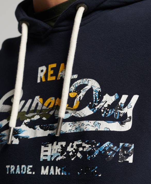 vintage λογότυπο αφηγηματικό hoodie άνδρες είδη ένδυσης ΠΟΛΕΜΙΚΟ ΝΑΥΤΙΚΟ Superdry L02L5186
