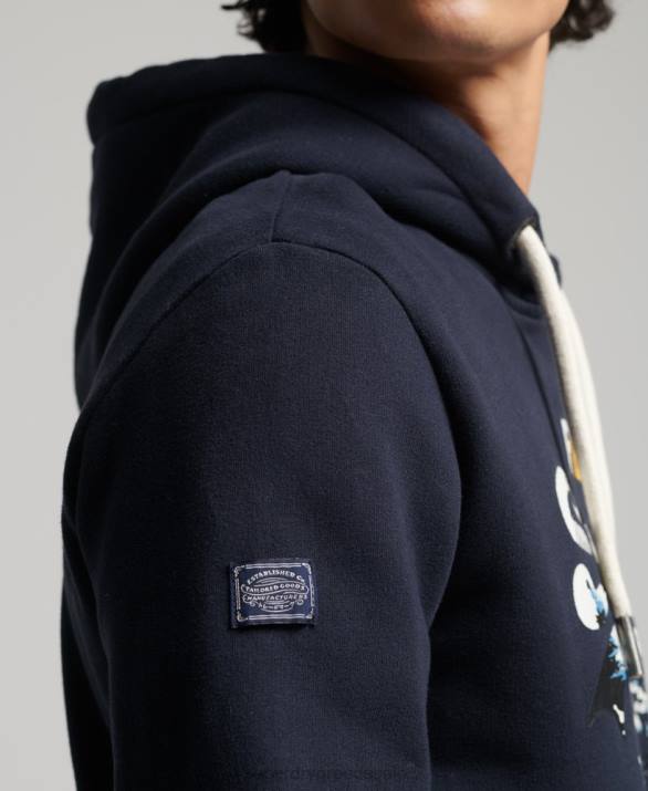 vintage λογότυπο αφηγηματικό hoodie άνδρες είδη ένδυσης ΠΟΛΕΜΙΚΟ ΝΑΥΤΙΚΟ Superdry L02L5186