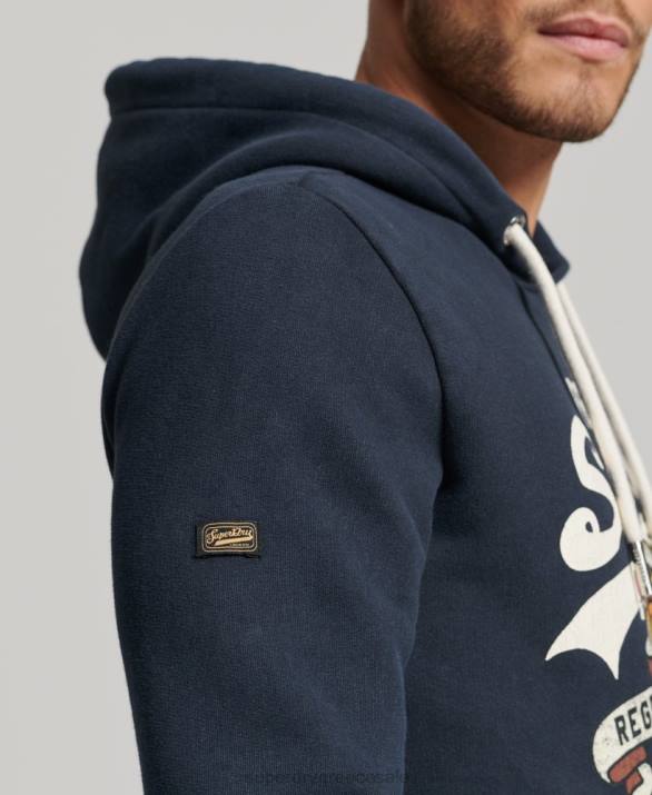 vintage λογότυπο αφηγηματικό hoodie άνδρες είδη ένδυσης ΠΟΛΕΜΙΚΟ ΝΑΥΤΙΚΟ Superdry L02L568