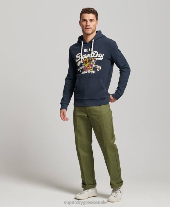 vintage λογότυπο αφηγηματικό hoodie άνδρες είδη ένδυσης ΠΟΛΕΜΙΚΟ ΝΑΥΤΙΚΟ Superdry L02L568
