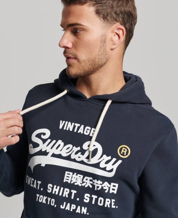 vintage λογότυπο κατάστημα κλασικό hoodie άνδρες είδη ένδυσης ΠΟΛΕΜΙΚΟ ΝΑΥΤΙΚΟ Superdry L02L584