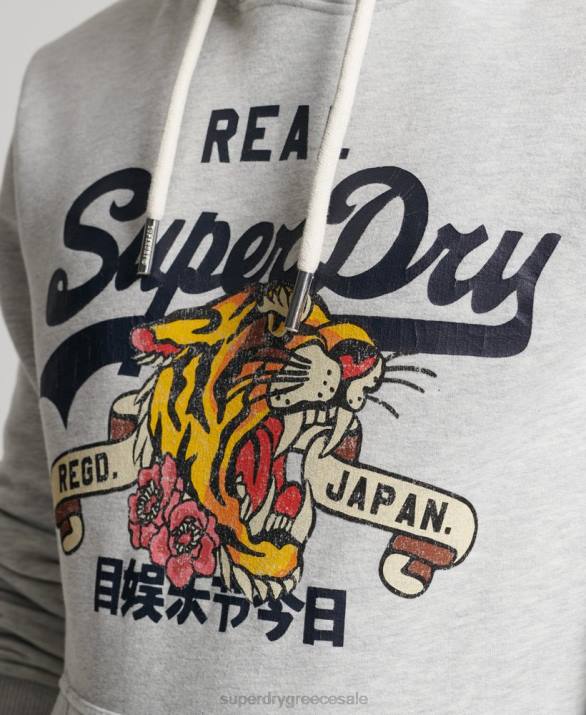 vintage λογότυπο αφηγηματικό hoodie άνδρες είδη ένδυσης ανοιχτό γκρι Superdry L02L615