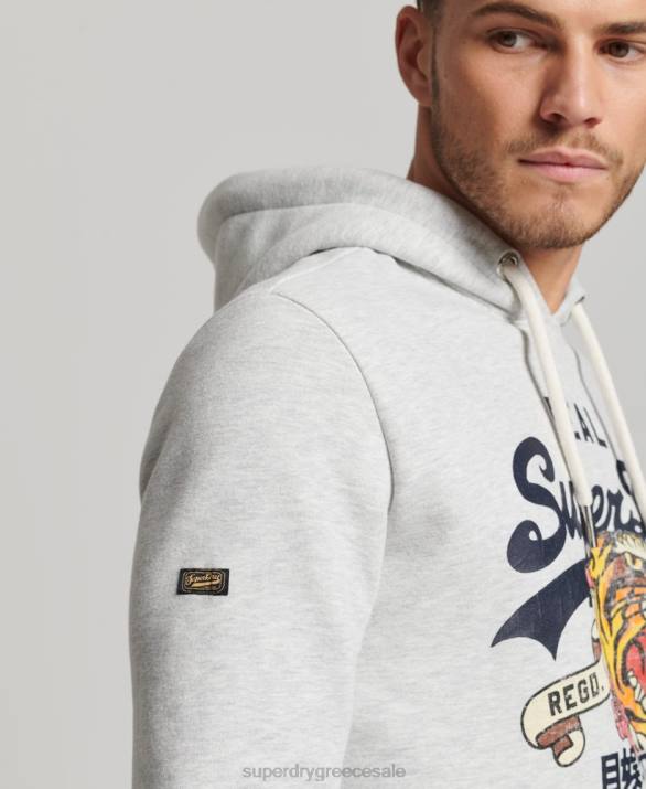 vintage λογότυπο αφηγηματικό hoodie άνδρες είδη ένδυσης ανοιχτό γκρι Superdry L02L615