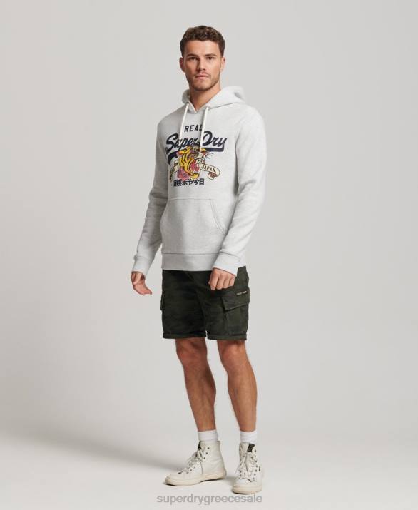 vintage λογότυπο αφηγηματικό hoodie άνδρες είδη ένδυσης ανοιχτό γκρι Superdry L02L615