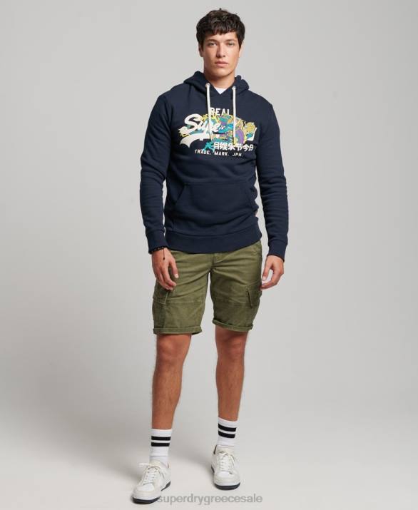 vintage λογότυπο αφηγηματικό hoodie άνδρες είδη ένδυσης ΠΟΛΕΜΙΚΟ ΝΑΥΤΙΚΟ Superdry L02L697