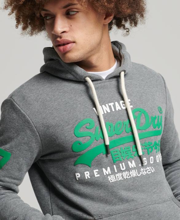 vintage λογότυπο κλασικό hoodie άνδρες είδη ένδυσης γκρί Superdry L02L835