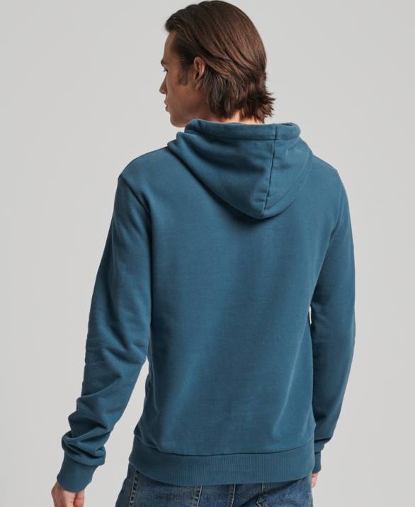 vintage λογότυπο ξεβουρτσισμένο αφηγηματικό hoodie άνδρες είδη ένδυσης μπλε Superdry L02L859