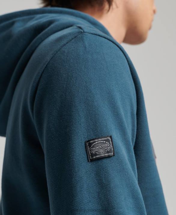 vintage λογότυπο ξεβουρτσισμένο αφηγηματικό hoodie άνδρες είδη ένδυσης μπλε Superdry L02L859