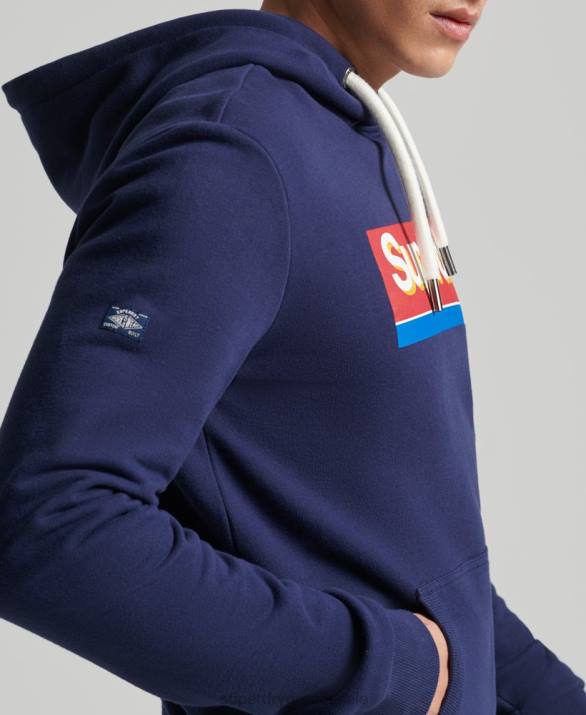 vintage πυρήνα λογότυπο εποχιακό hoodie άνδρες είδη ένδυσης ΠΟΛΕΜΙΚΟ ΝΑΥΤΙΚΟ Superdry L02L883