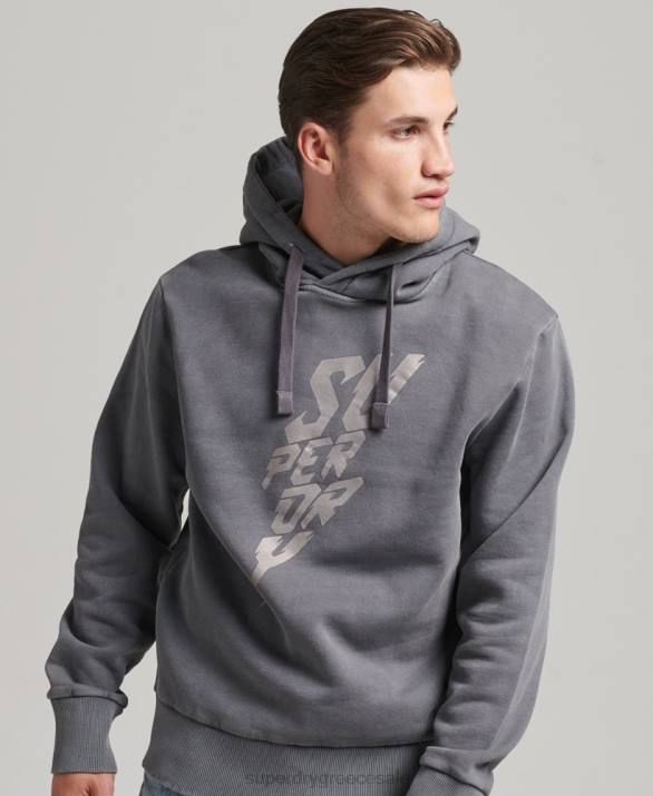 vintage indie mark hoodie άνδρες είδη ένδυσης σκούρο γκρι Superdry L02L526