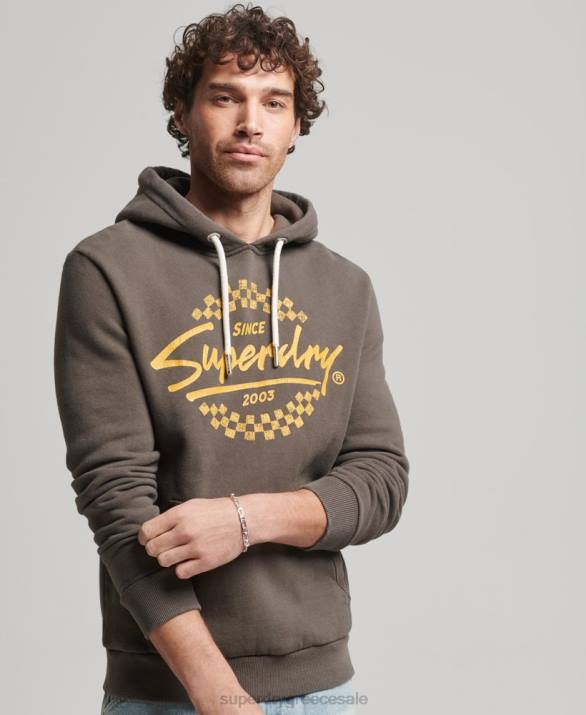 vintage shapers & makers hoodie άνδρες είδη ένδυσης σκούρο γκρι Superdry L02L609