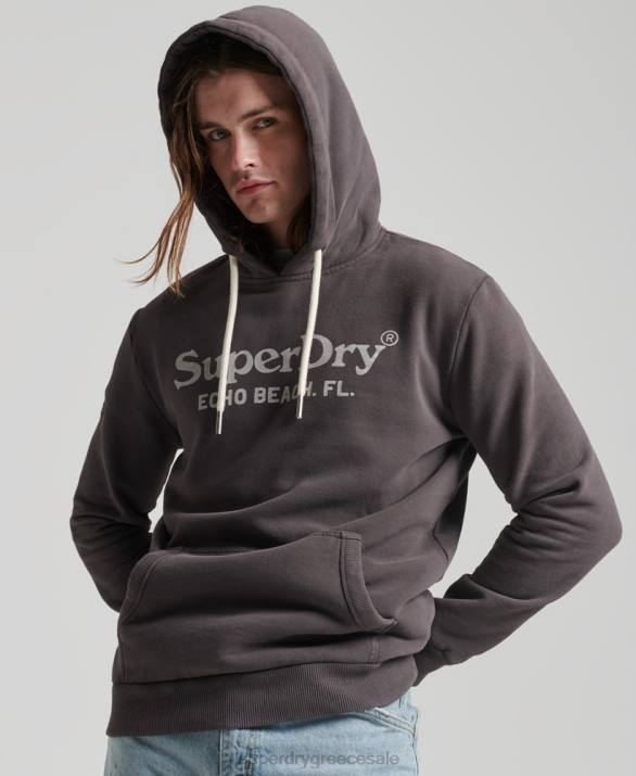vintage venue κλασικό hoodie άνδρες είδη ένδυσης σκούρο γκρι Superdry L02L508