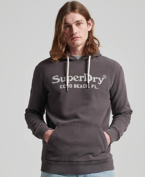 vintage venue κλασικό hoodie άνδρες είδη ένδυσης σκούρο γκρι Superdry L02L508