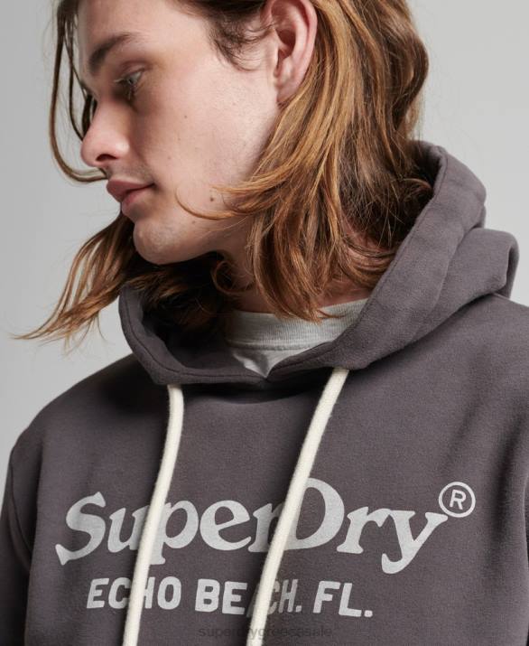vintage venue κλασικό hoodie άνδρες είδη ένδυσης σκούρο γκρι Superdry L02L508