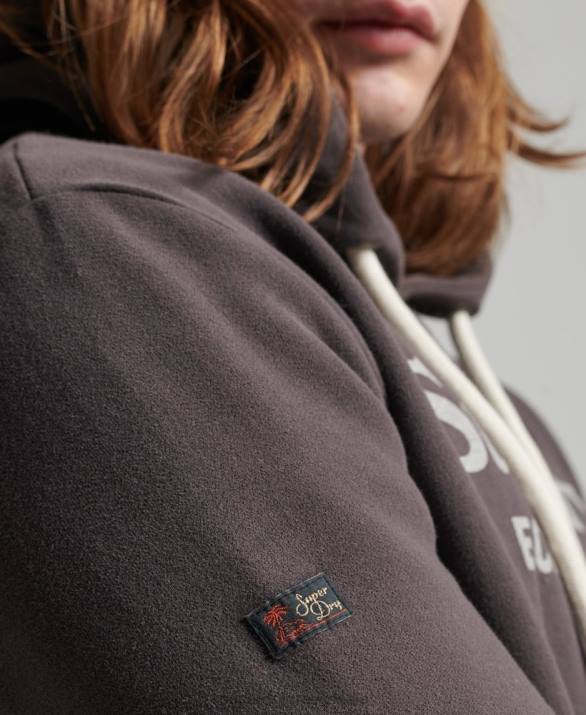 vintage venue κλασικό hoodie άνδρες είδη ένδυσης σκούρο γκρι Superdry L02L508