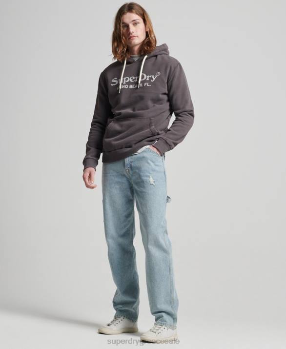 vintage venue κλασικό hoodie άνδρες είδη ένδυσης σκούρο γκρι Superdry L02L508