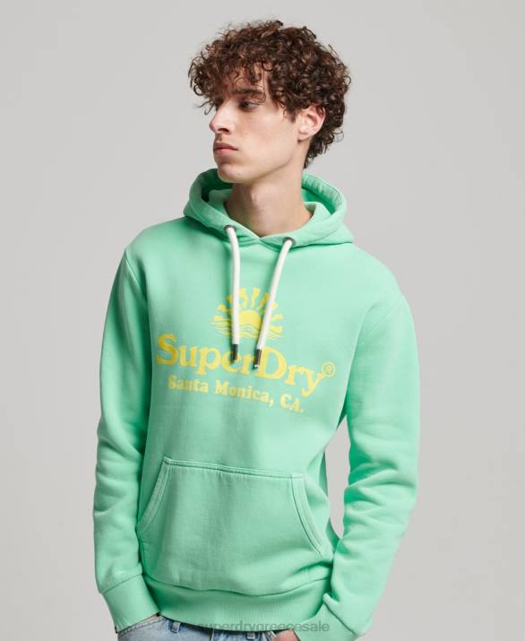 vintage venue νέον hoodie άνδρες είδη ένδυσης πράσινος Superdry L02L681