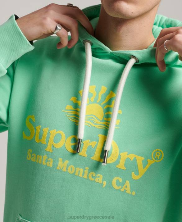 vintage venue νέον hoodie άνδρες είδη ένδυσης πράσινος Superdry L02L681