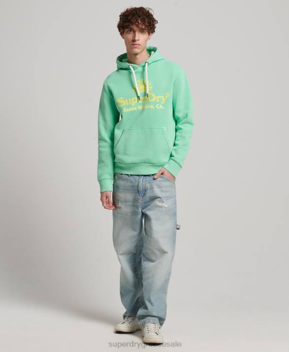 vintage venue νέον hoodie άνδρες είδη ένδυσης πράσινος Superdry L02L681