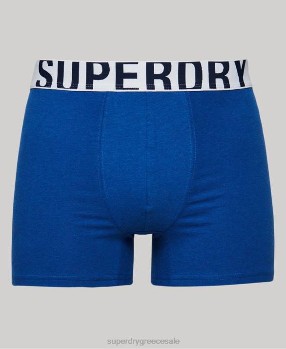 Boxer από οργανικό βαμβάκι με διπλό λογότυπο διπλό πακέτο άνδρες είδη ένδυσης μπλε Superdry L02L1835