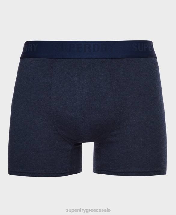 Διπλή συσκευασία boxer από οργανικό βαμβάκι άνδρες είδη ένδυσης μπλε Superdry L02L1666