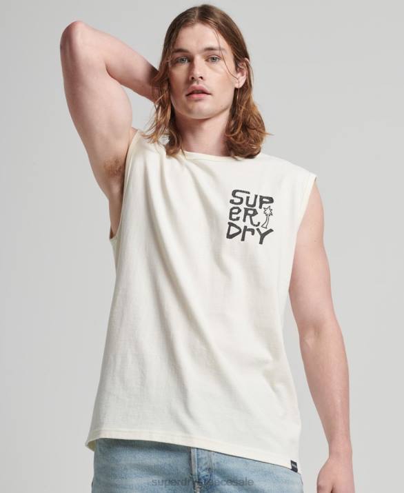 vintage tribal surf φανελάκι άνδρες είδη ένδυσης κρέμα Superdry L02L1478