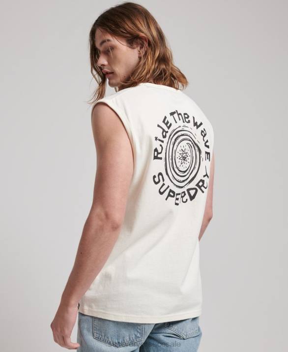 vintage tribal surf φανελάκι άνδρες είδη ένδυσης κρέμα Superdry L02L1478