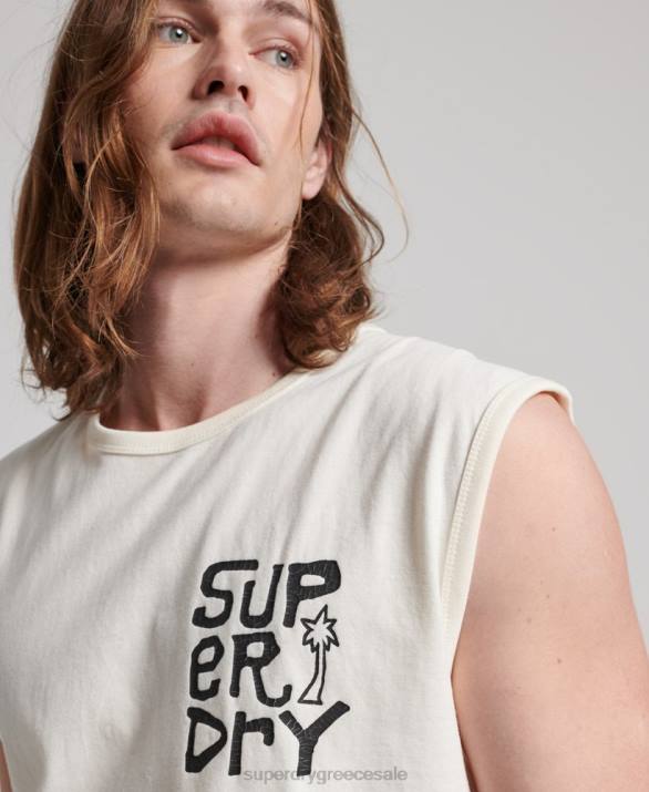 vintage tribal surf φανελάκι άνδρες είδη ένδυσης κρέμα Superdry L02L1478