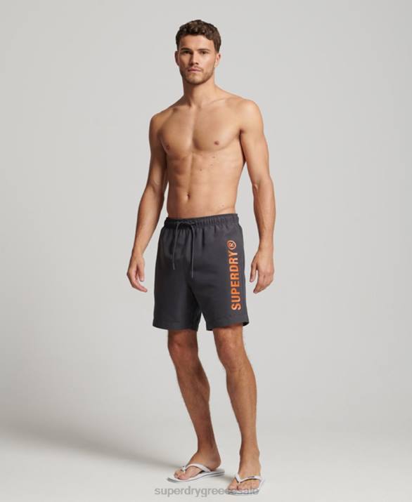 core sport ανακυκλωμένο σορτς κολύμβησης 17 ιντσών άνδρες είδη ένδυσης σκούρο γκρι Superdry L02L385